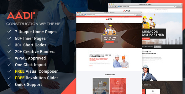 Aadi - Construction Building Responsive WordPress Theme