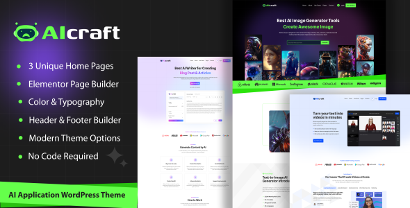 AIcraft - AI Application & Generator WordPress Theme