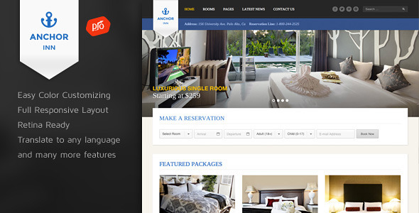 Anchor Inn - Hotel and Resort WordPress Theme