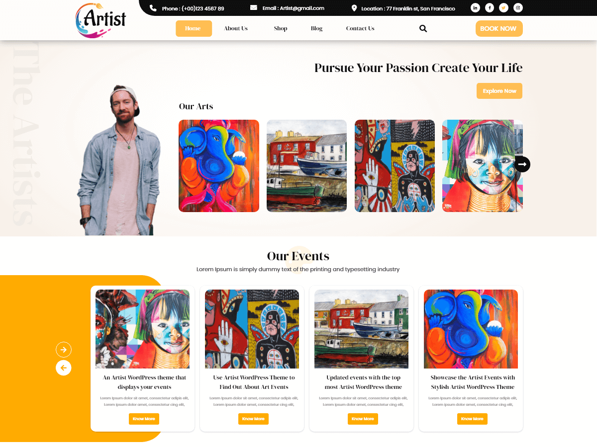 Artist Portfolio Wordpress Theme Screenshot