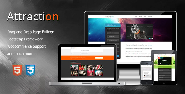 Attraction - Responsive WordPress Landing Page