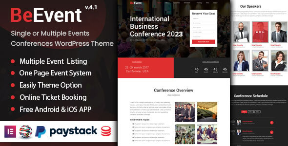 BeEvent - Single or Multi Events & Conferences WordPress Theme