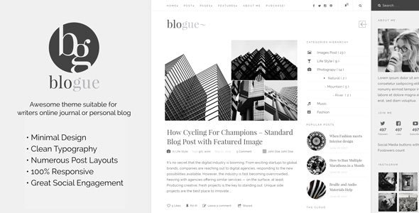 Blogue - Personal Blog WordPress Template