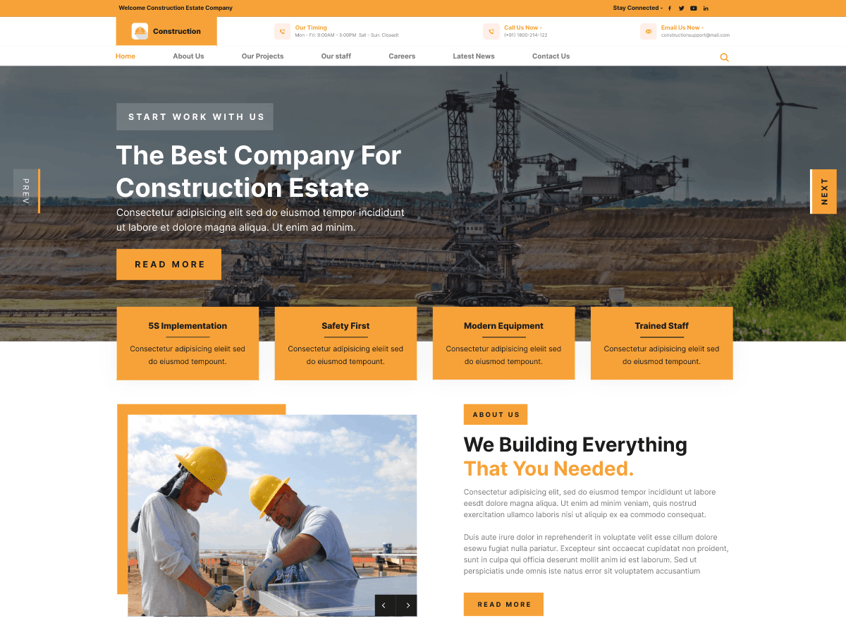 Building Construction Lite Wordpress Theme Screenshot