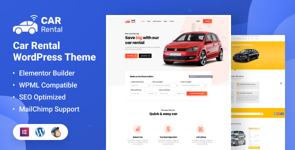 Car Rental WordPress Theme Landing Page