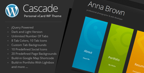 Cascade - Personal vCard WordPress Theme