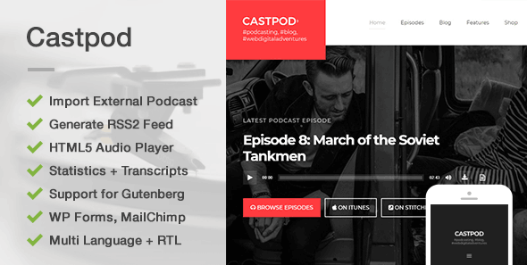 Castpod - A Professional WordPress Theme for Audio Podcasts