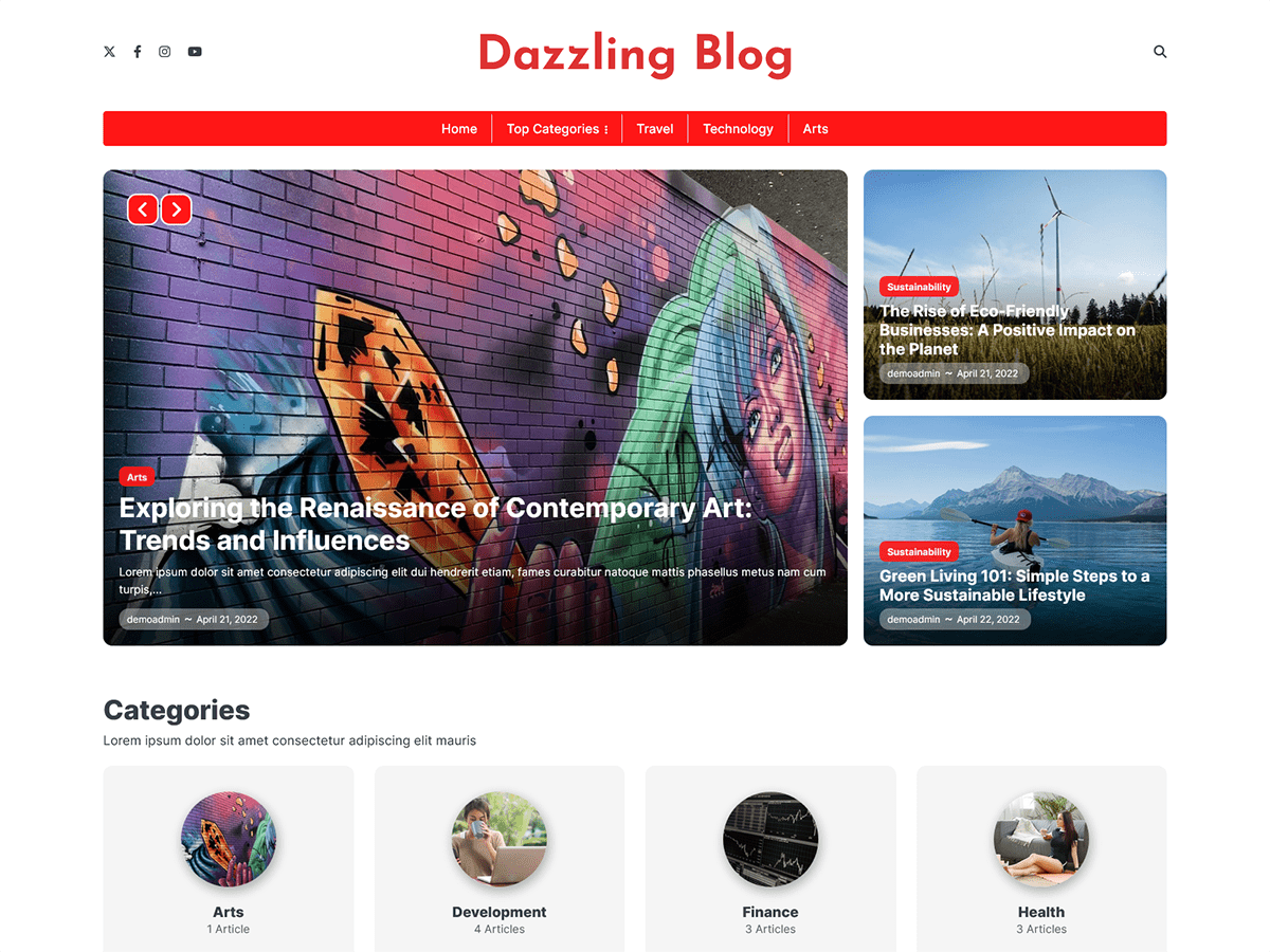 Dazzling Blog Wordpress Theme Screenshot