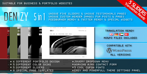 DENIZY 5 in 1 Business & Portfolio Wordpress Theme