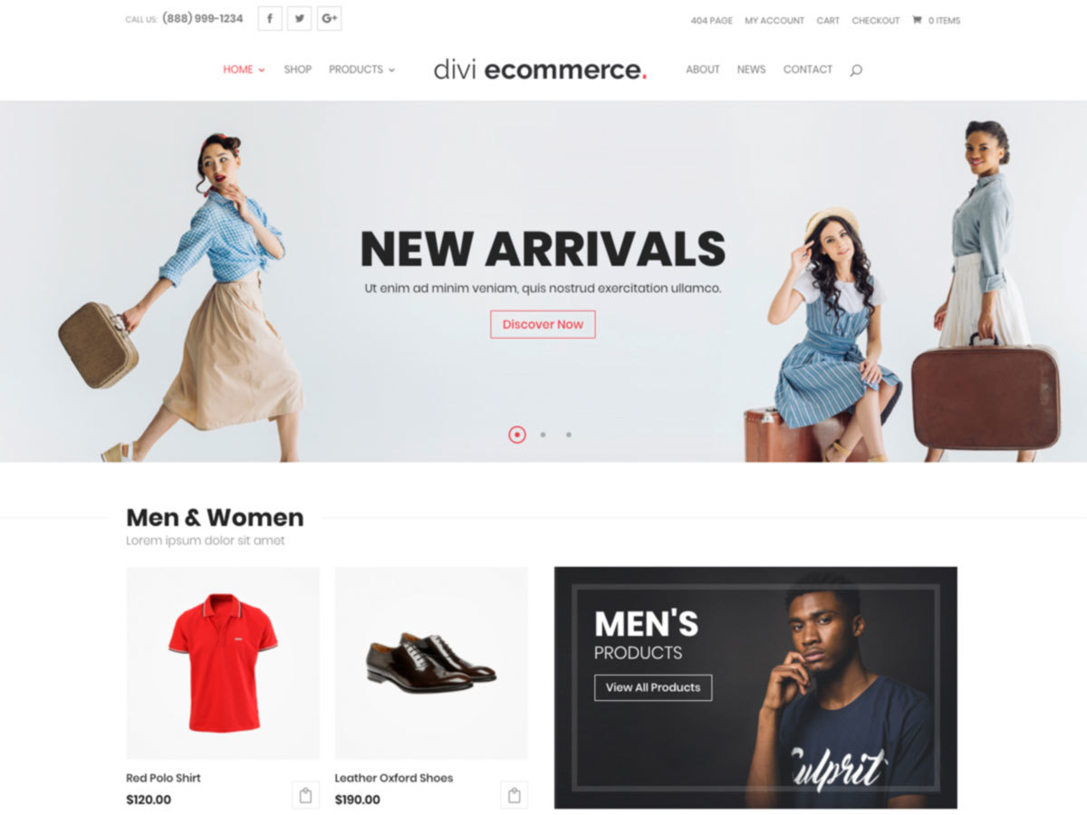 Divi Ecommerce Wordpress Theme Screenshot