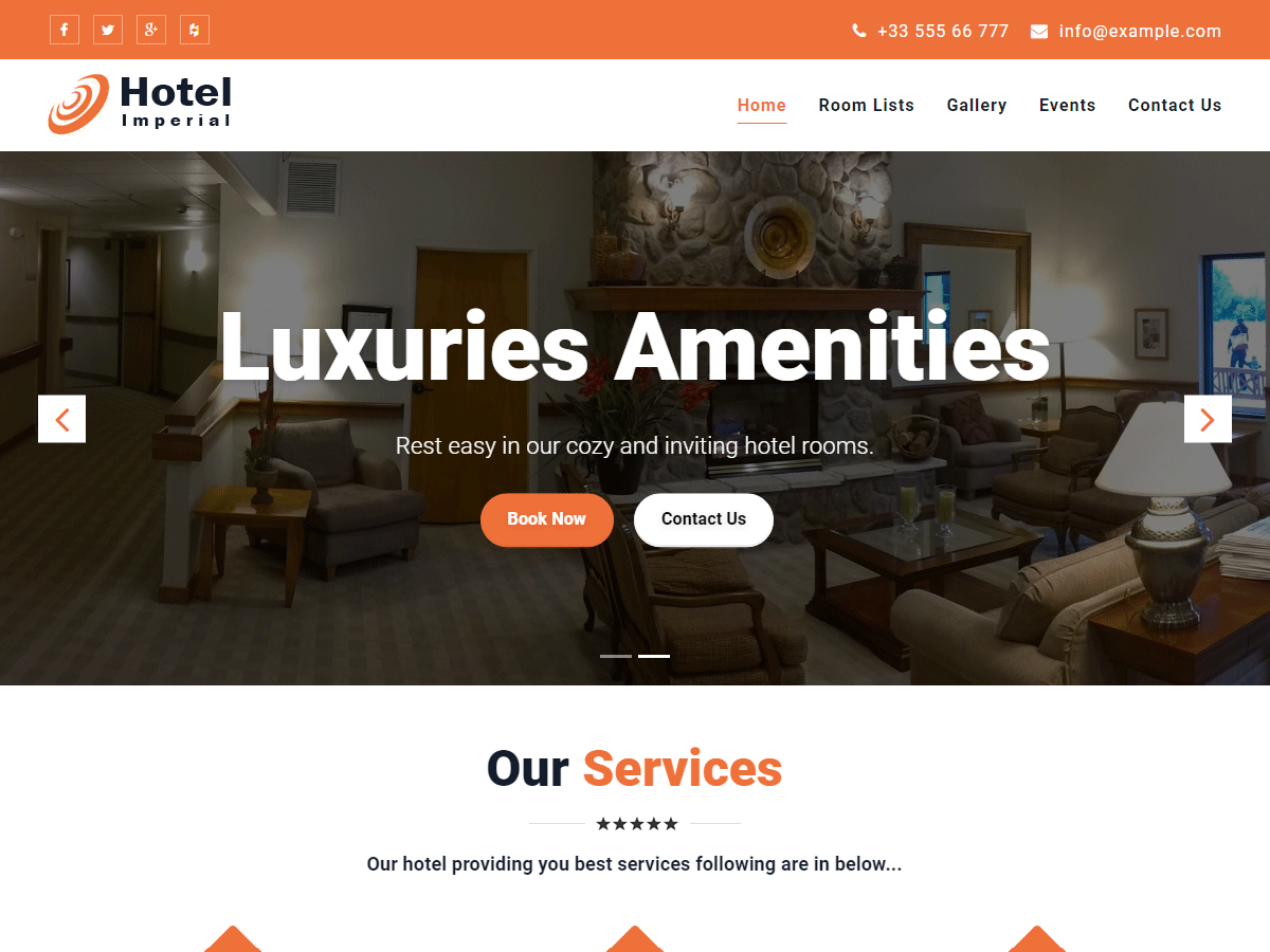 Hotel Imperial Wordpress Theme Screenshot