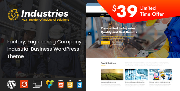 Industries - Factory and Industrial Business WordPress Theme