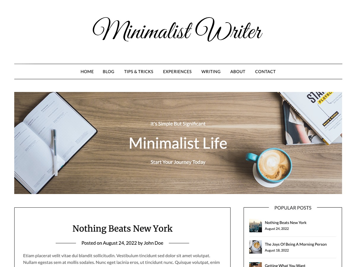 Minimalist Writer Wordpress Theme Screenshot