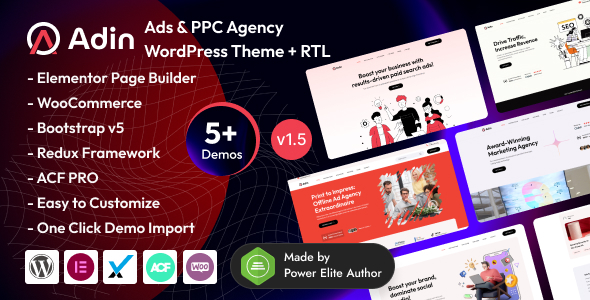 Adin - Advertising & PPC Agency Elementor WordPress Theme