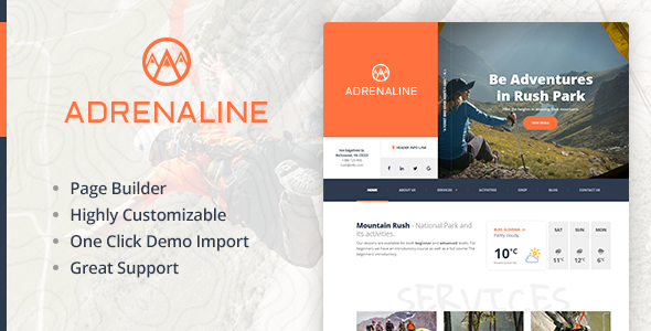 Adrenaline - Outdoor Extreme Sports WordPress Theme