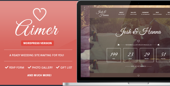 Aimer - Wedding WordPress Theme For Lovers