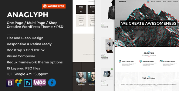 ANAGLYPH - One page / Multi Page WordPress Theme