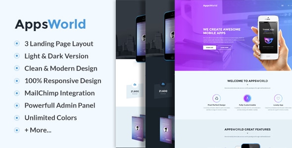 AppsWorld - Responsive App Landing Page Theme