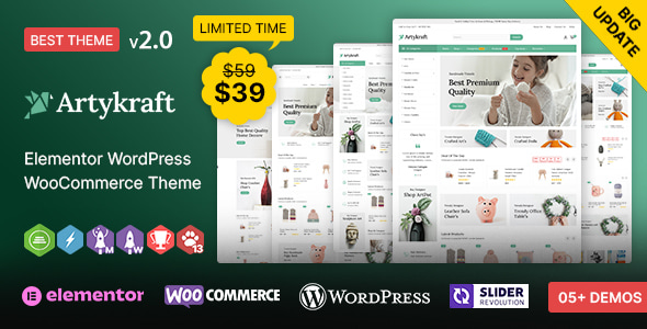 Artykraft WP - Art and Decor Elementor WooCommerce Theme