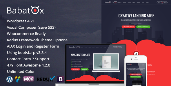 Babatox - Responsive Landing Page WordPress Theme