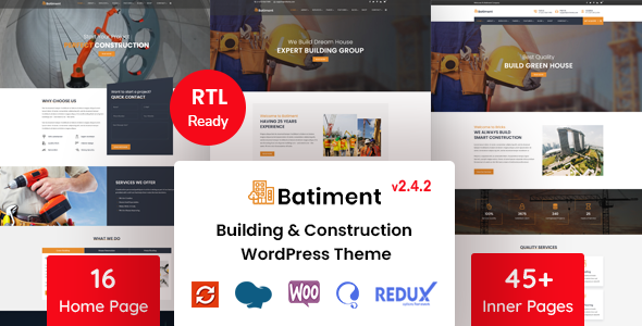 Batiment - Construction & Building  WordPress Theme