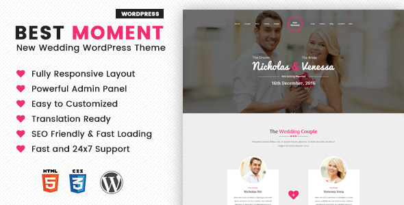 Best Moments - Modern Wedding WordPress Theme