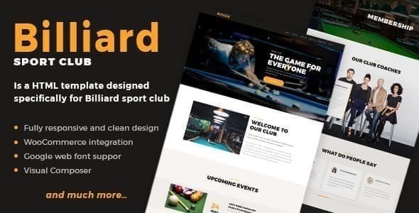 Billiard - Creative Sporting  WordPress Theme