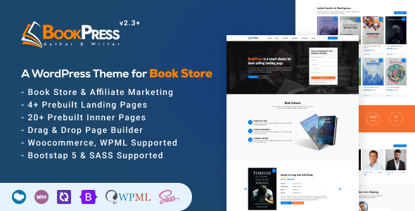 Bookpress - Bookstore WooCommerce Theme for Publisher, Writers and Authors & for Affiliate Marketing