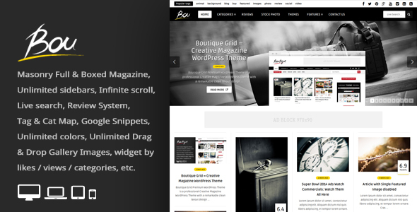 Bou = Masonry Review Magazine Blog WordPress Theme