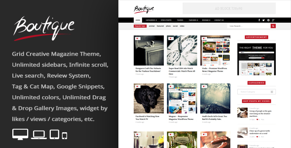 Boutique Grid = Creative Magazine WordPress Theme