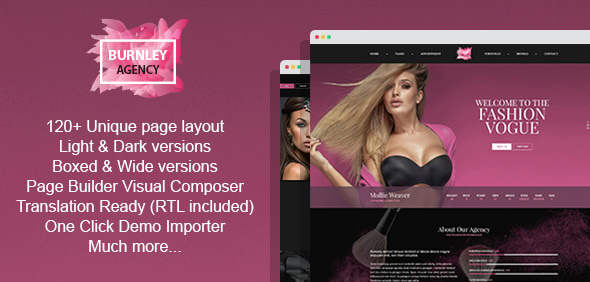 Burnley - Modelling Agency and Portfolio WordPress Theme