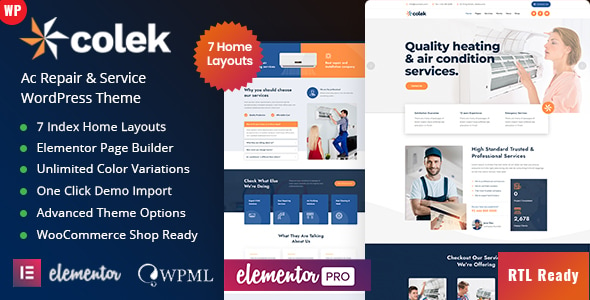 Colek - Air Conditioning & Heating WordPress Theme