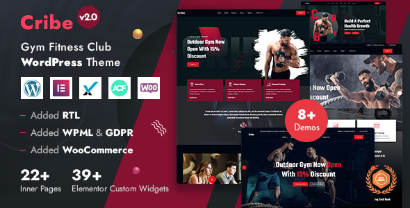 Cribe - Gym Fitness & Sports Center Elementor WordPress Theme