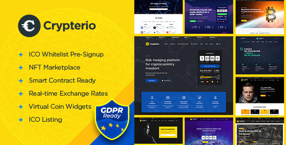 Crypterio - NFT and Crypto Landing Page WordPress Theme