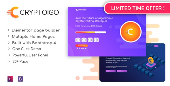 Cryptoigo - Cryptocurrency WordPress Theme With Elementor Page Builder