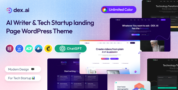 Dexai - AI Writer & Tech Startup WordPress Theme