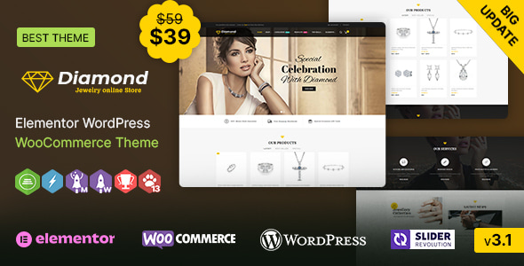 Diamond WP - Jewelry Elementor Responsive WooCommerce Theme