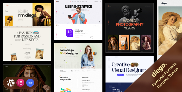 Diego - Creative Personal Portfolio & Resume WordPress Theme + RTL