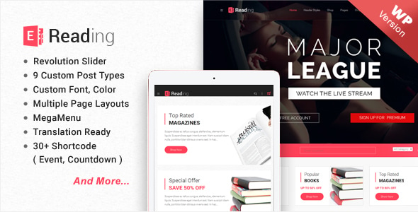 E-Reading Book Store WordPress Theme