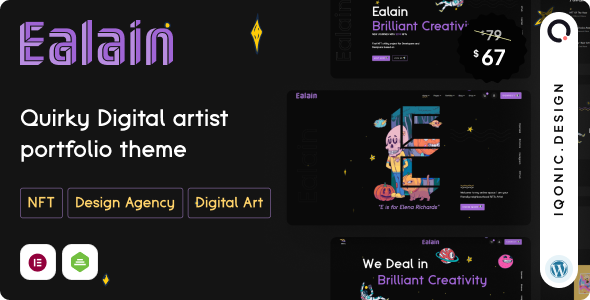 Ealain | Digital Artist Portfolio WordPress Theme + Figma