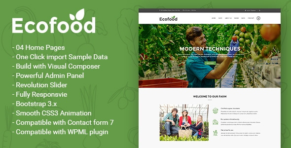 Ecofood - Responsive Organic Store & Farm WordPress Theme