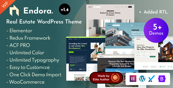 Endora - Premium Real Estate Elementor WordPress Theme