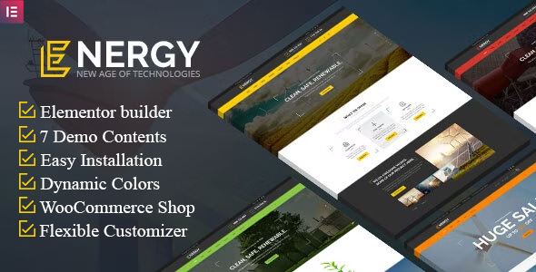 Energy - solar and wind alternative power WordPress Theme