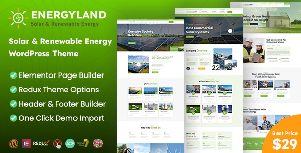 Energyland - Solar & Renewable Energy WordPress Theme