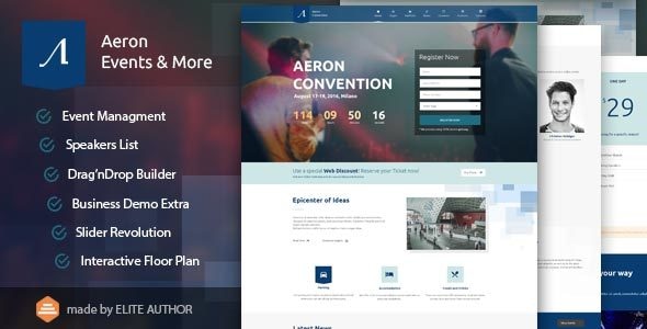 Event, Meeting, Convention & more - Aeron WordPress Theme