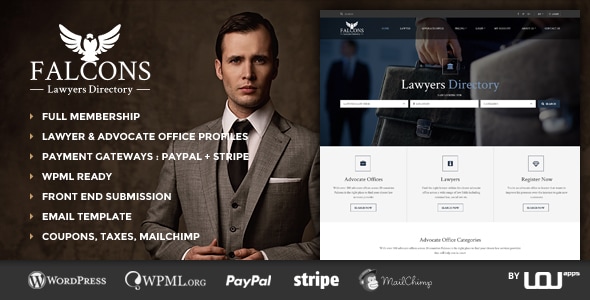 Falcons - Directory for Lawyers & Law Firms Wordpress Theme