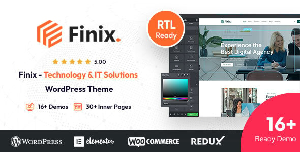 Finix - Technology & IT Solutions WordPress Theme + RTL Ready