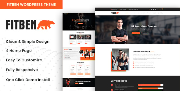 Fitben - Gym Fitness WordPress Theme