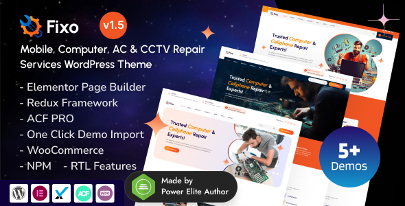 Fixo - Mobile & Computer Repair Services Elementor WordPress Theme