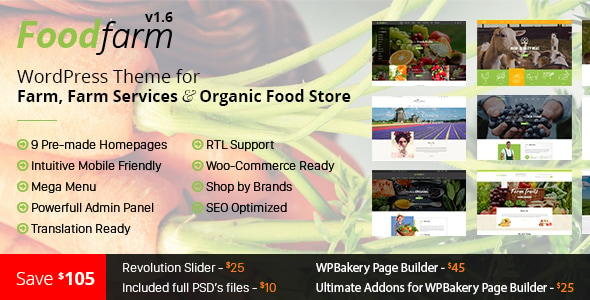 FoodFarm – WordPress Theme for Farm, Farm Services and Organic Food Store